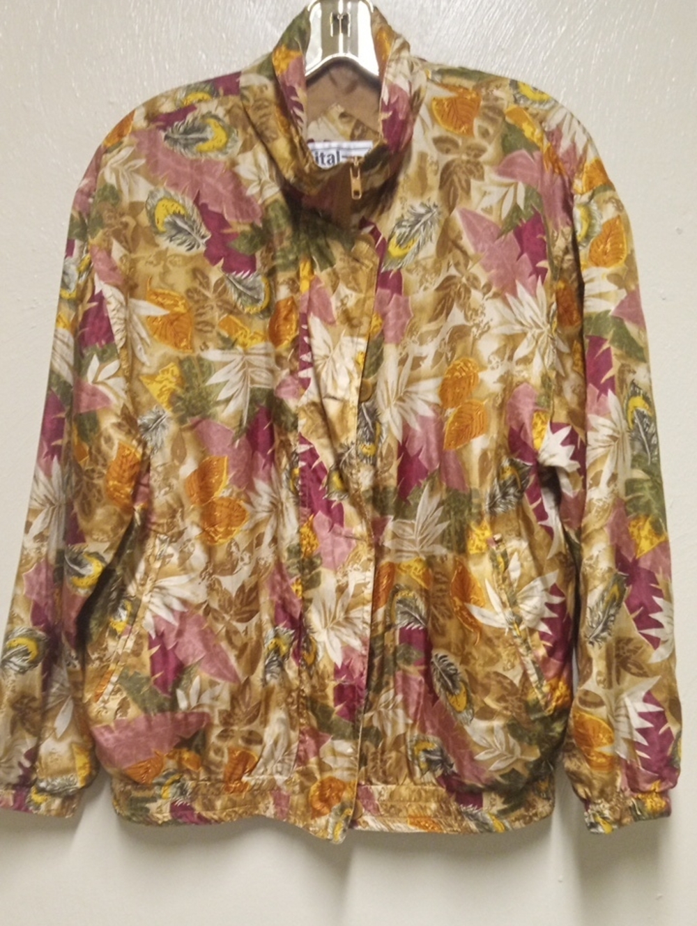 Vintage Fall Silk Light Jacket Size Small Runs Medium With Pockets Vital Zone - Picture 8 of 11